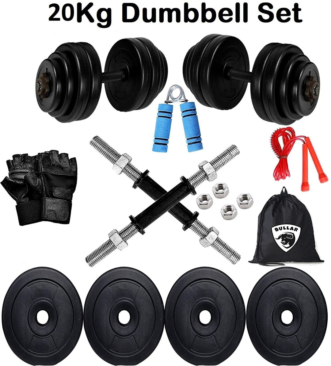 Dumbbell Set | Weight Plates | Weight Plates for Home Gym  | 20Kg Dumbbell Set With Acc.