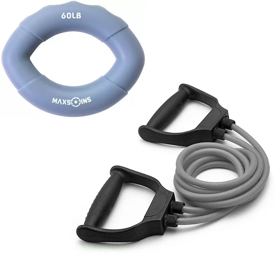 Fitness Combo of Double Toning Tube & Hand Gripper Ring for Workout