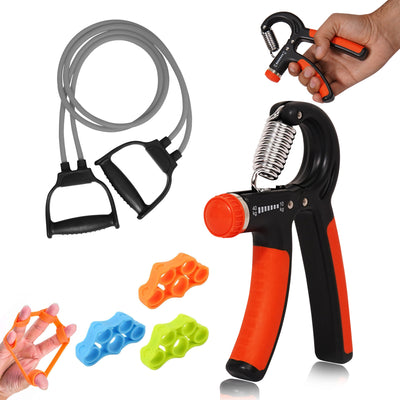 Fitness Combo of Hand Gripper | Double Toning Tube & Finger Stretcher Set of 3