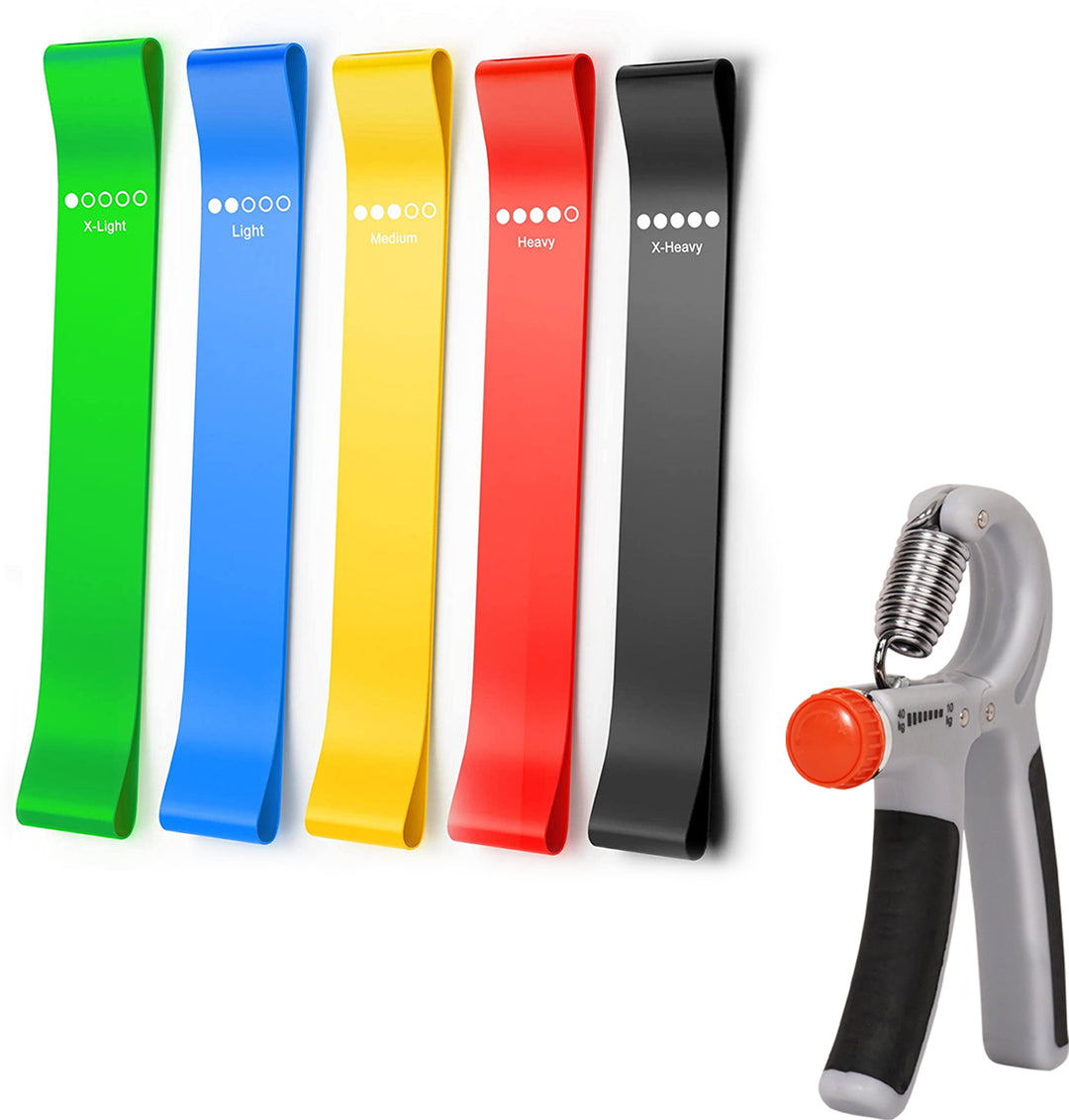 Fitness Combo of Loop Bands Set of 5 & Hand Gripper Ring