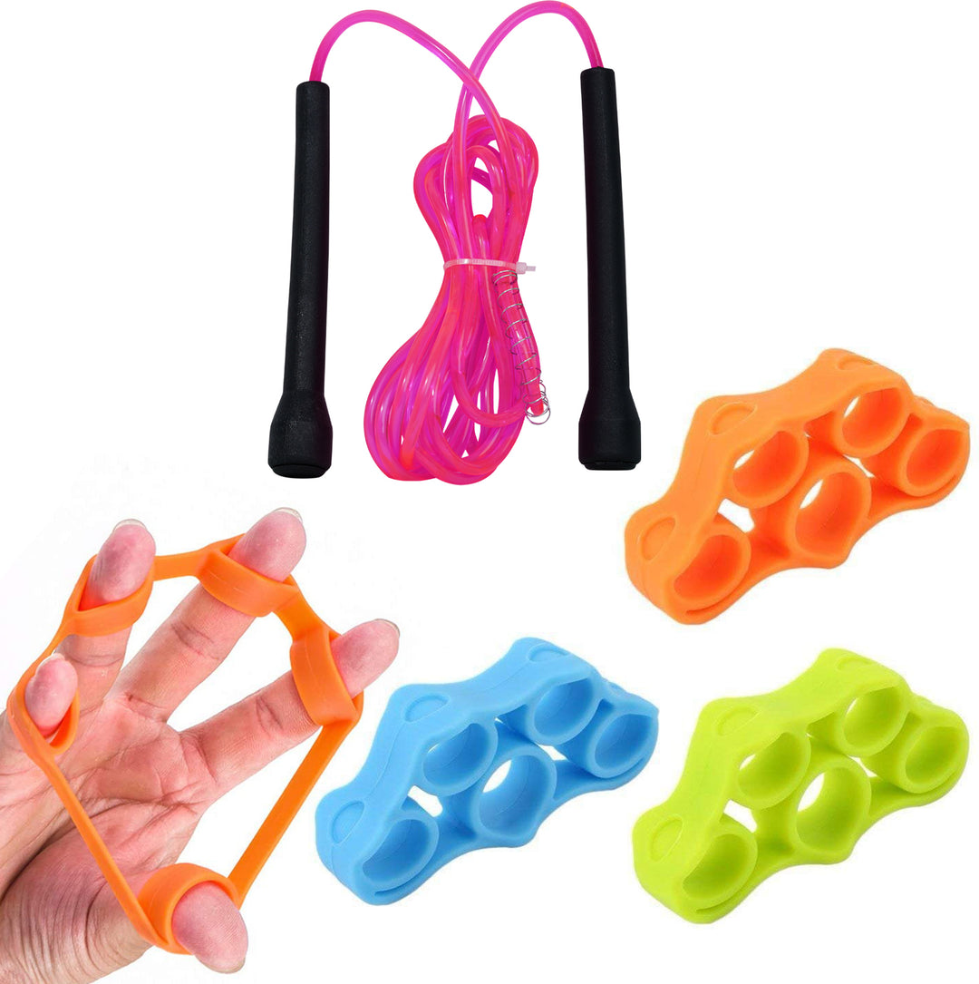 Fitness Combo of Skipping Rope with Finger Stretcher for Full Body Workout