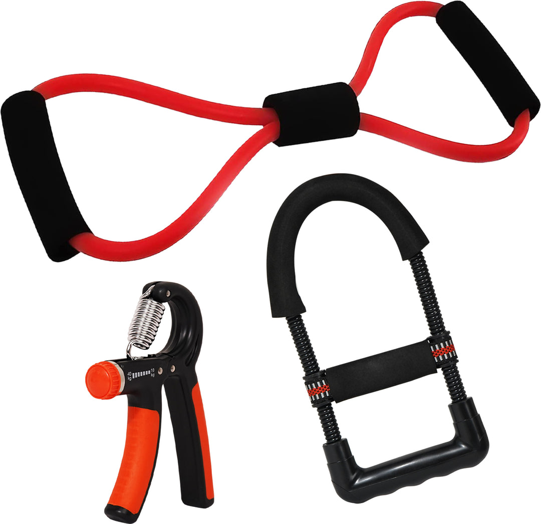 Fitness Combo of Yoga Chest Expander & Hand Gripper with Wrist Exerciser