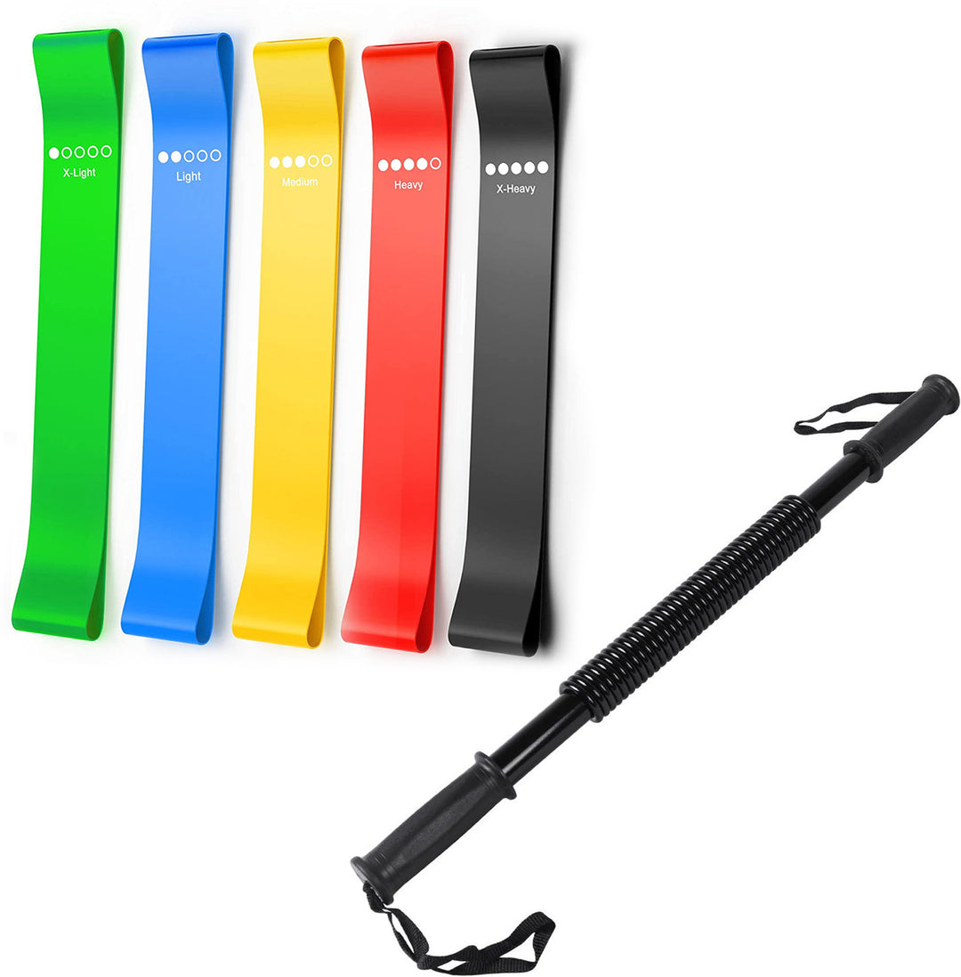 Fitness Combo Pack of Loop Bands Set of 5 & Power Twister 30 kg  or Workout