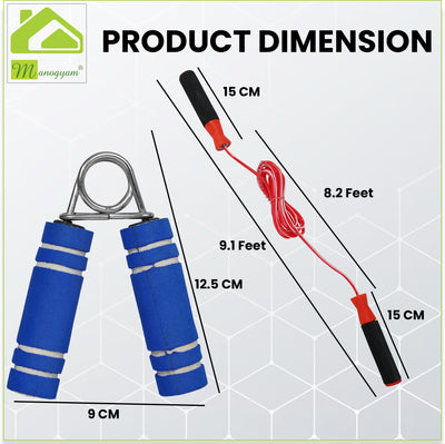 Fitness Combos of Skipping Rope & Foam Hand Gripper for Full Body & Hand Workout