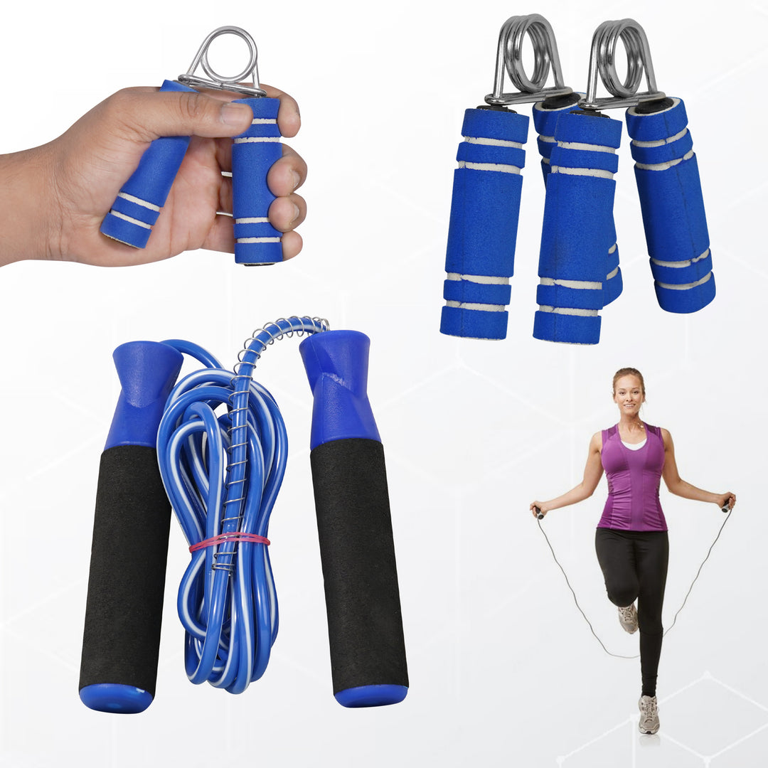 Fitness Combos of Skipping Rope & Hand Gripper for Full Body & Hand Workout