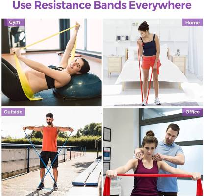 Resistance Bands Set |  TPE Elastic Stretching Bands With 4 Resistance Levels |  Exercise Workout Equipment For Physical Therapy |  Fitness |  Yoga |  Pilates |  Rehab |  Strength Training (Pack of 1 |  Assorted)