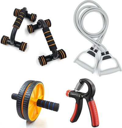 For Home Gym Fitness Double Toning Tube |Hand Gripper |Push-Up Bar & Ab Roller