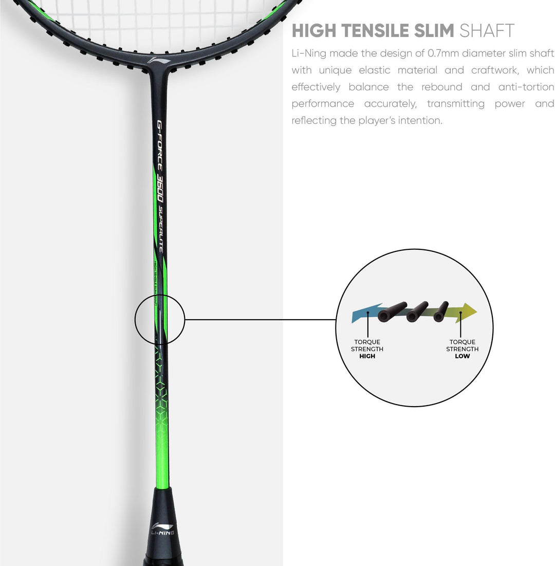 Li-Ning G-Force 3600 Superlite Strung Badminton Racquet (Grey / Gold)