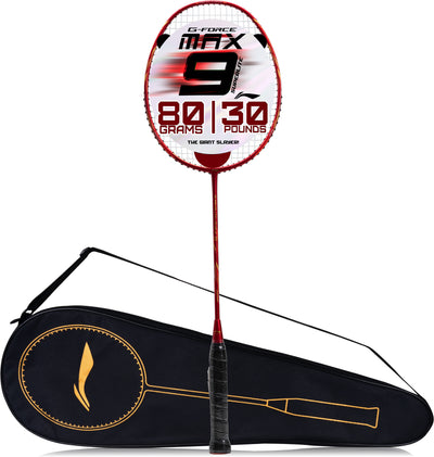 Li-Ning G-Force Superlite Max 9 Strung Badminton Racquet (Red / Gold)