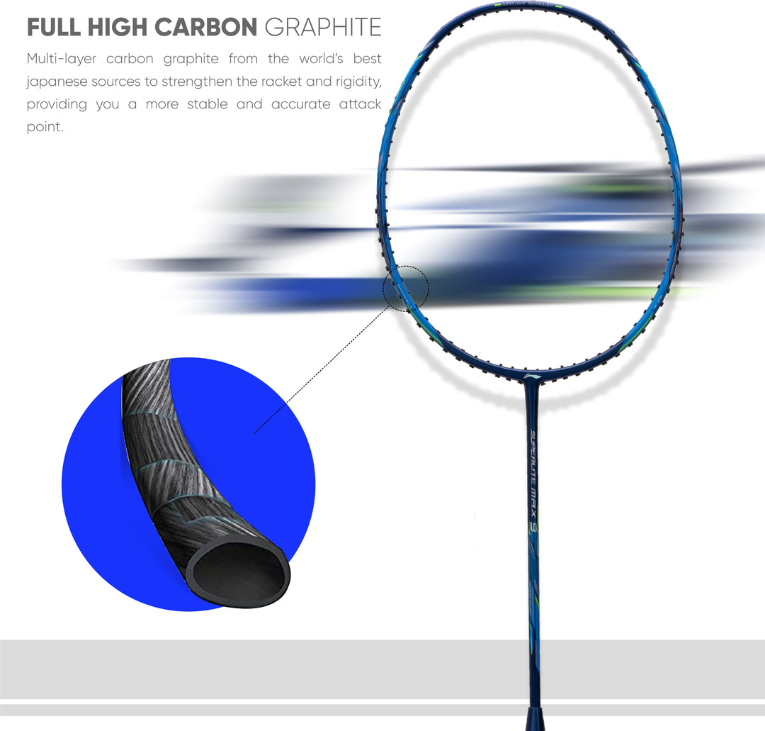 Li-Ning G-Force Superlite Max 9 Unstrung Badminton Racquet (Blue)