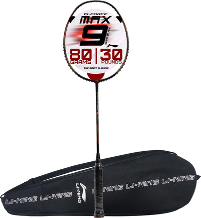 Li-Ning G-Force Superlite Max 9 Unstrung Badminton Racquet (Black / Red)