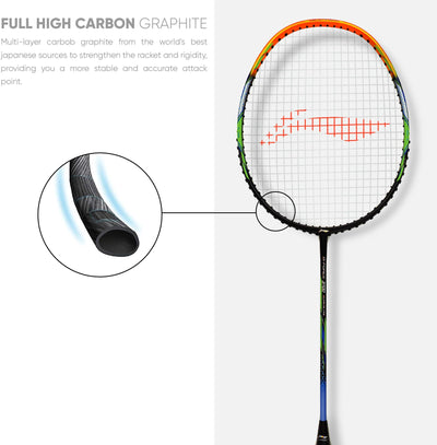 Li-Ning G-Force 3700 Superlite Strung Badminton Racquet (Black / Orange)