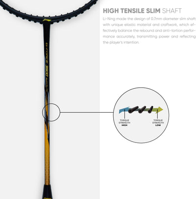 Li-Ning G-Force 3900 Superlite Unstrung Badminton Racquet (Black / Gold)