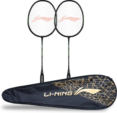 Li-Ning Mega Power MP 5 - Pack of 2 + 1 Full Cover Strung Badminton Racquet (Multicolor)