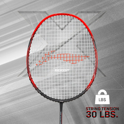 Li-Ning 3D Calibar X Boost Carbon Graphite Strung Badminton Racquet (Red / Black)