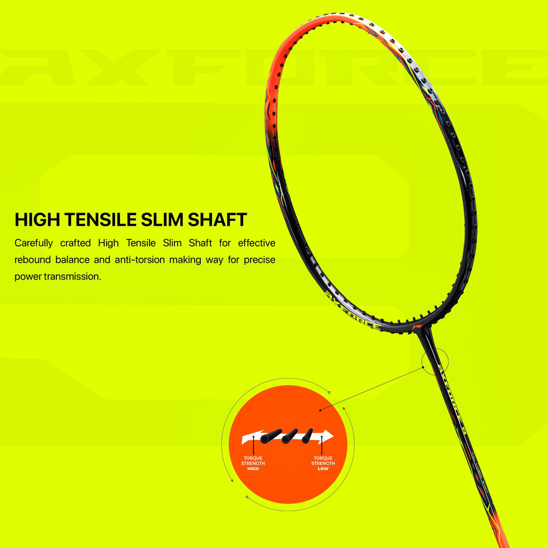 Li-Ning Axforce Strung Badminton Racquet (Black / Orange)