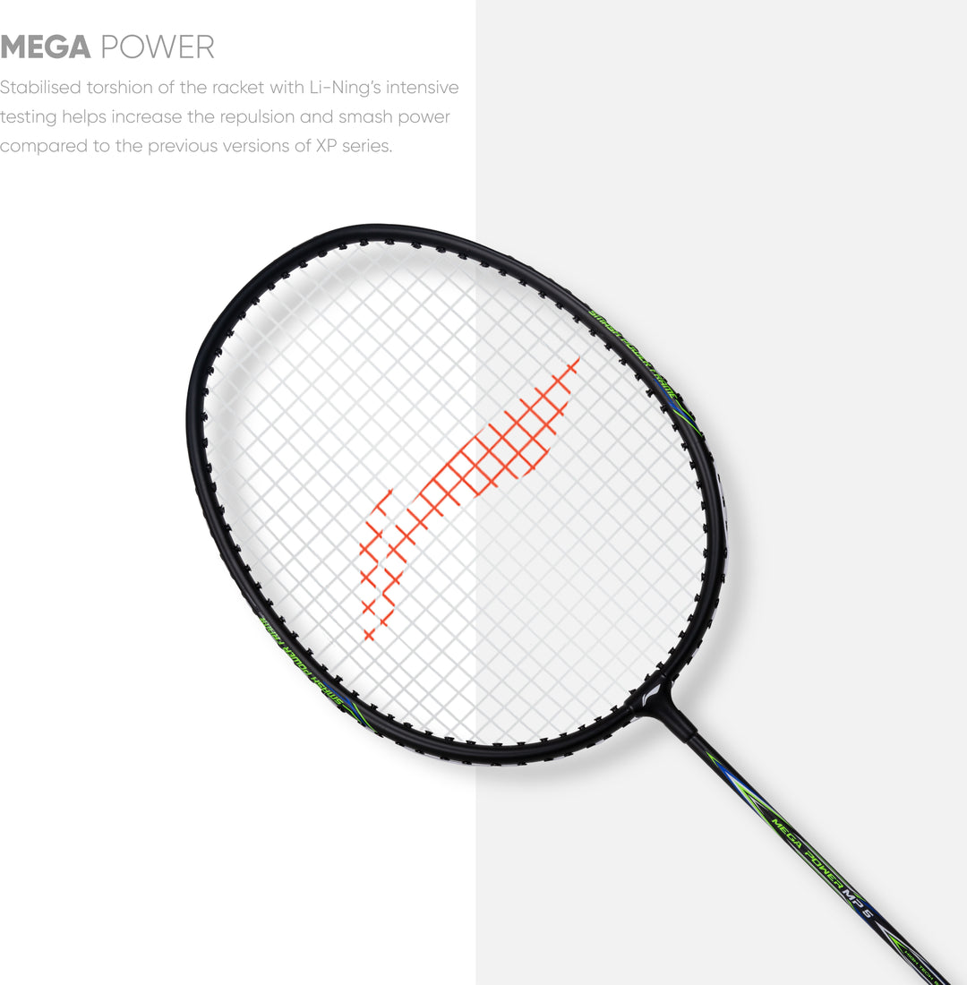 Li-Ning Mega Power 5  Strung Badminton Racquet (Black / Green)