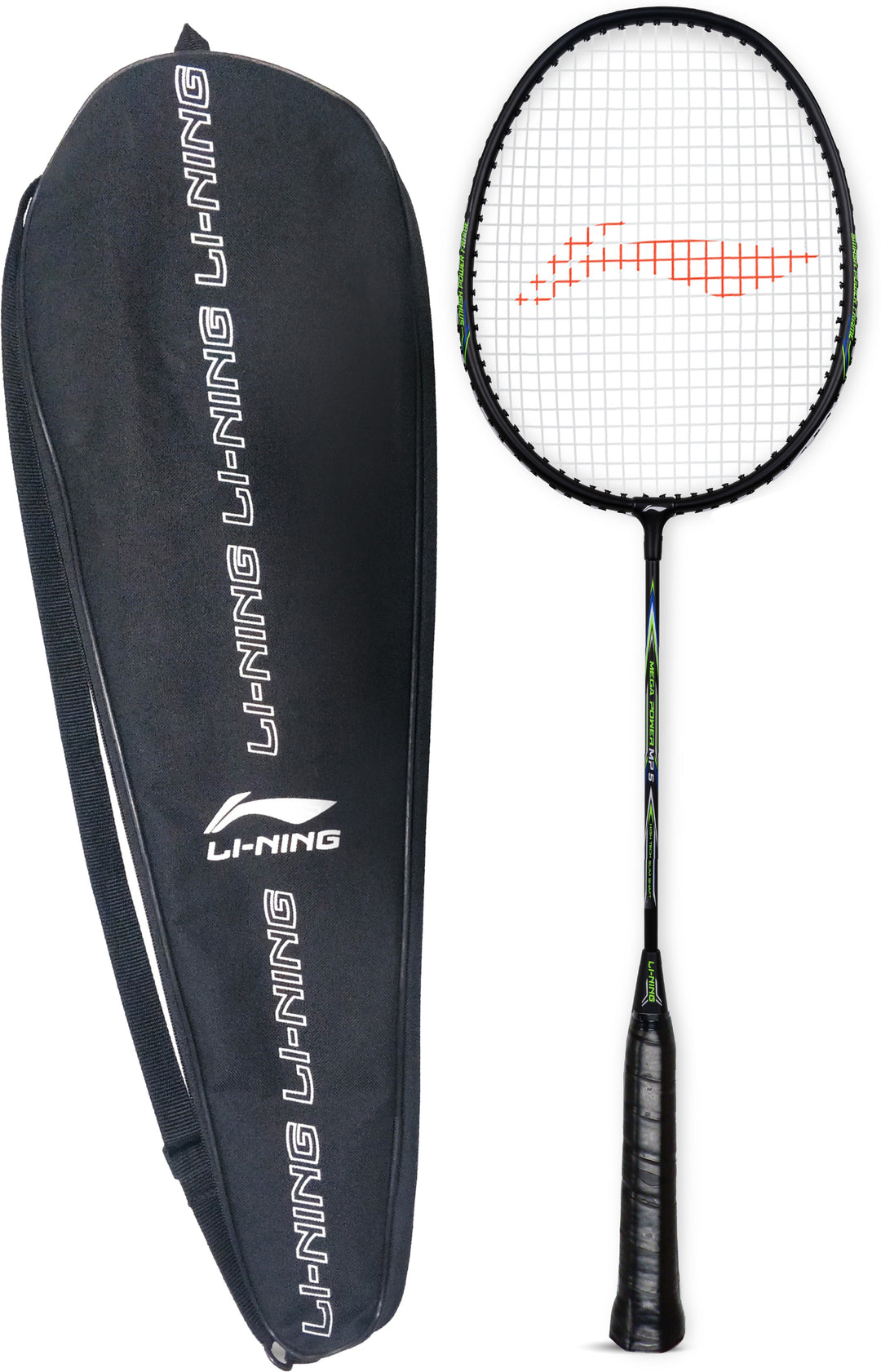 Li-Ning Mega Power 5  Strung Badminton Racquet (Black / Green)