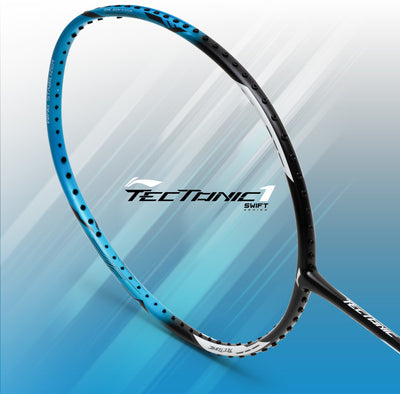 Li-Ning Tectonic 1S Strung Badminton Racquet (Silver / Blue / Black)