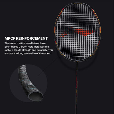 Li-Ning Tectonic 3R Strung Badminton Racquet (Black / Gold / Red)