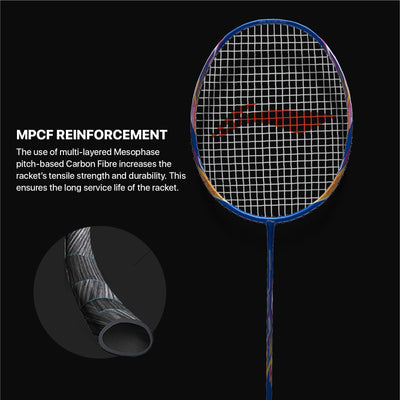 Li-Ning Tectonic 3R Strung Badminton Racquet (Blue / Gold / Pink)