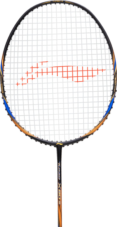 Li-Ning Turbo X 80 III Strung Badminton Racket (Black, Gold) Strung Badminton Racquet (Black / Gold)