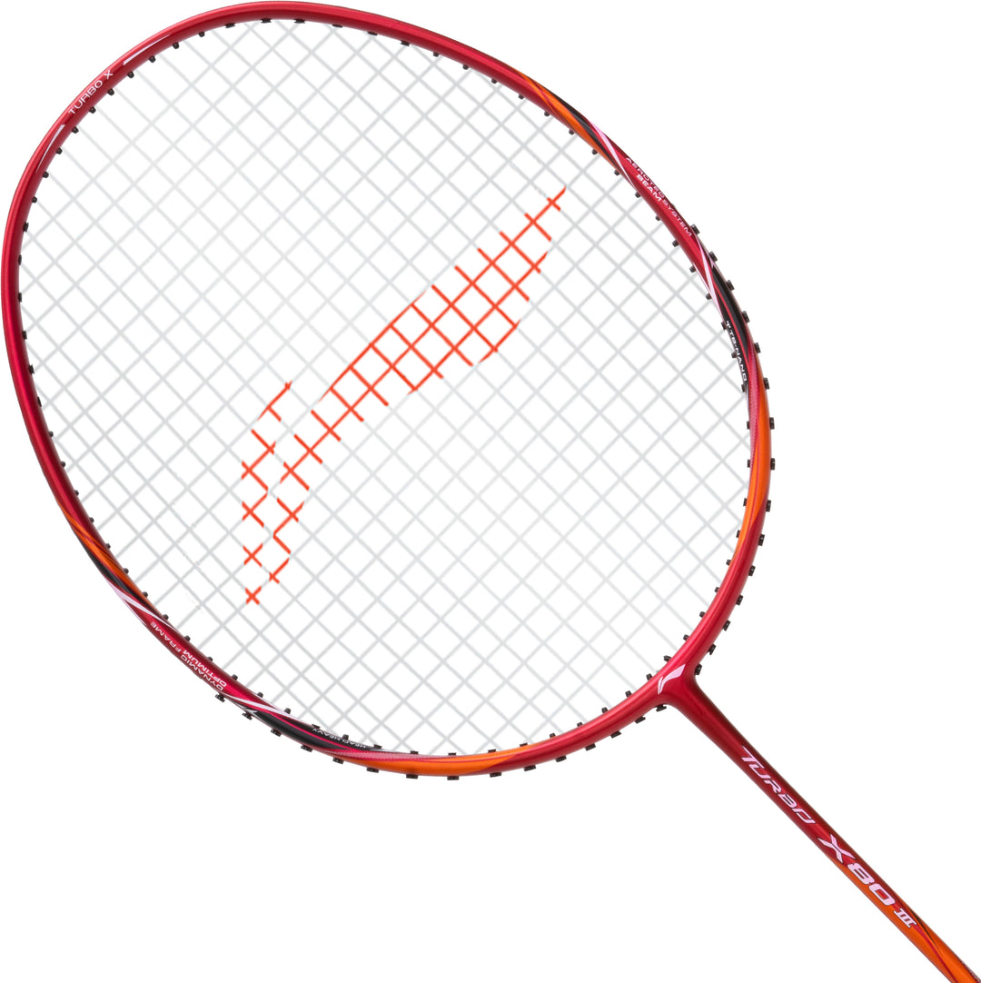 Li-Ning Turbo X 80 III Strung Badminton Racket (Red, Copper) Strung Badminton Racquet (Red / Brown)