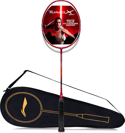 Li-Ning Turbo X 80 III Strung Badminton Racket (Red, Copper) Strung Badminton Racquet (Red / Brown)