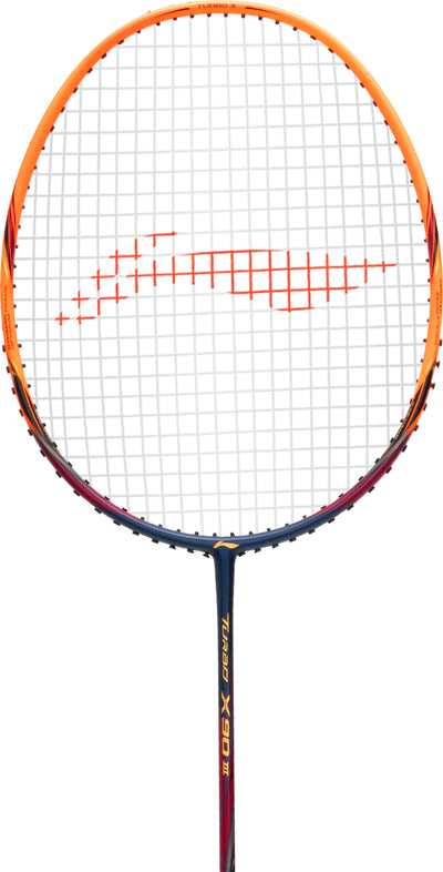 Li-Ning Turbo X 90 III Strung Badminton Racket (Navy, Orange) Strung Badminton Racquet (Blue / Orange)