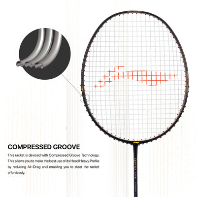 Li-Ning Wind Lite Stealth Strung Badminton Racquet (Black / Brown)