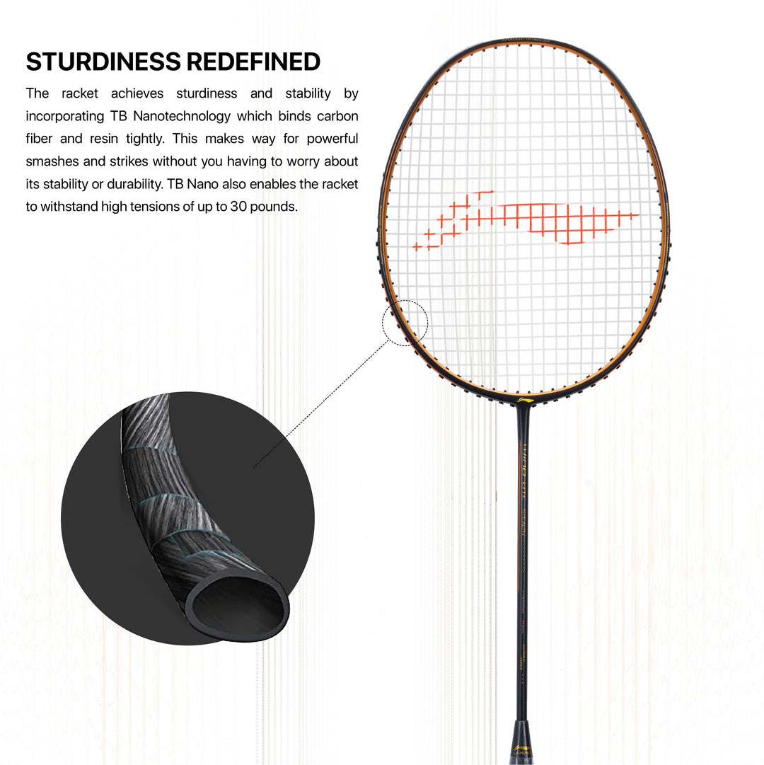 Li-Ning Wind Lite Stealth Strung Badminton Racquet (Black)