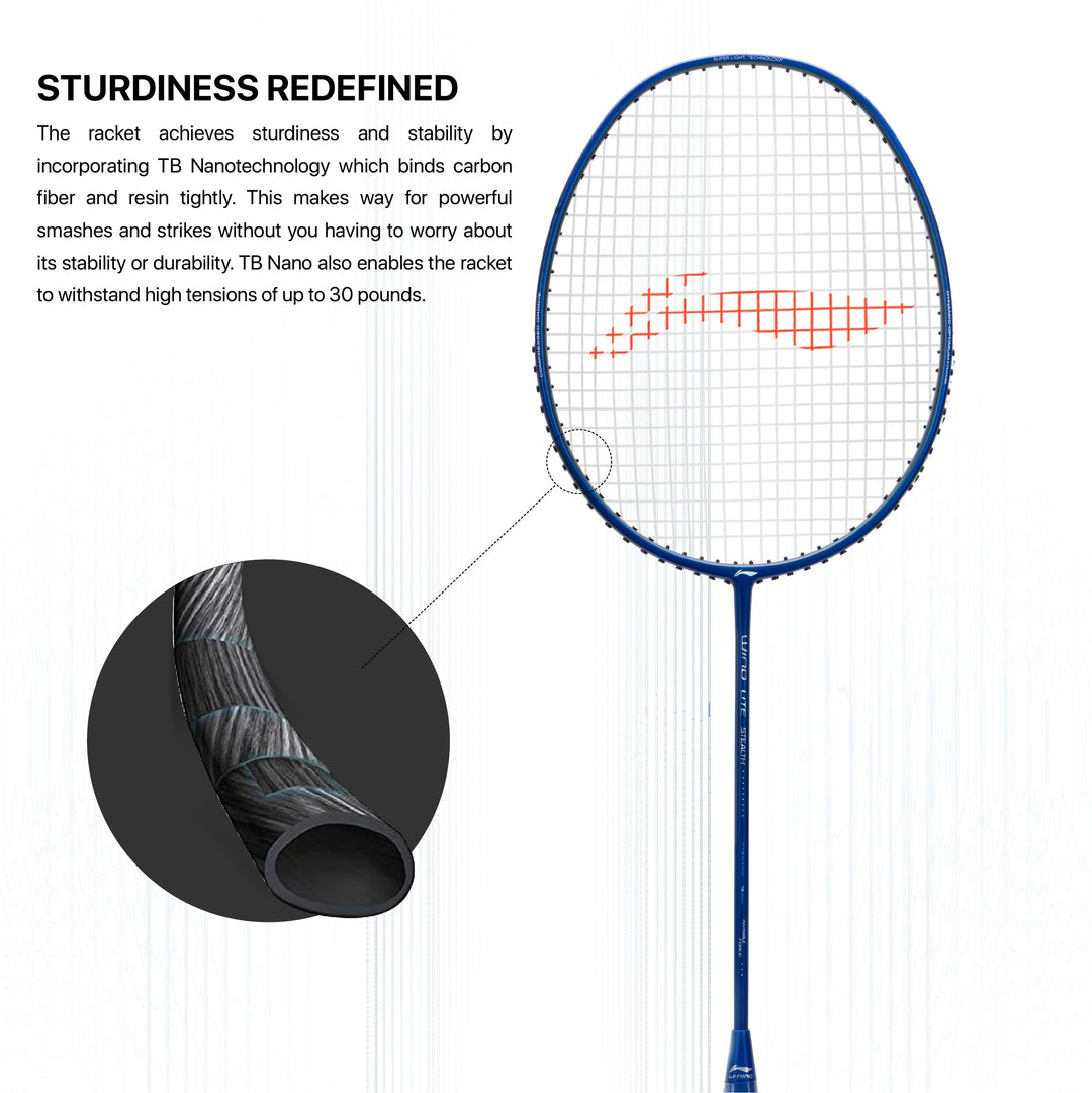 Li-Ning Wind Lite Stealth Strung Badminton Racquet (Blue / Grey)