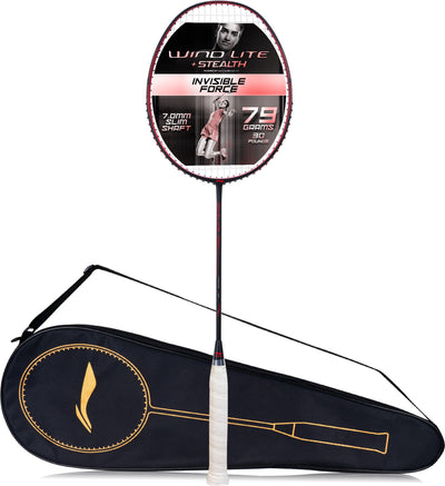 Li-Ning Wind Lite Stealth Strung Badminton Racquet (Black / Red)