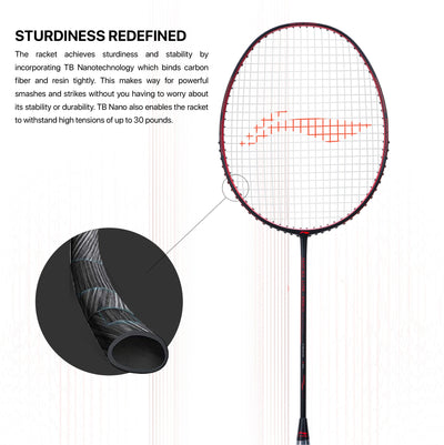 Li-Ning Wind Lite Stealth Strung Badminton Racquet (Black / Red)