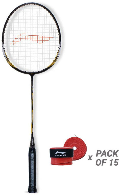 XP-IV Strung Badminton Racket With Free Head Cover | Pack of 15 Grip