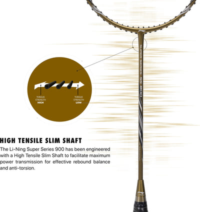 Li-Ning Super Series 900 Strung Badminton Racket (84 gms, Olive Gold/Grey, free cover) Strung Badminton Racquet (Multicolor)