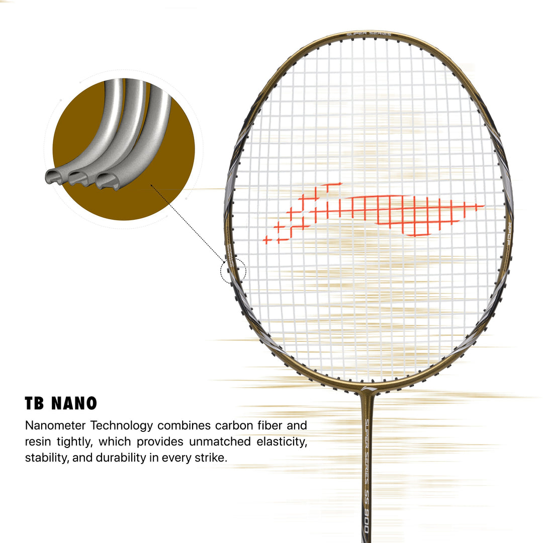 Li-Ning Super Series 900 Strung Badminton Racket (84 gms, Olive Gold/Grey, free cover) Strung Badminton Racquet (Multicolor)