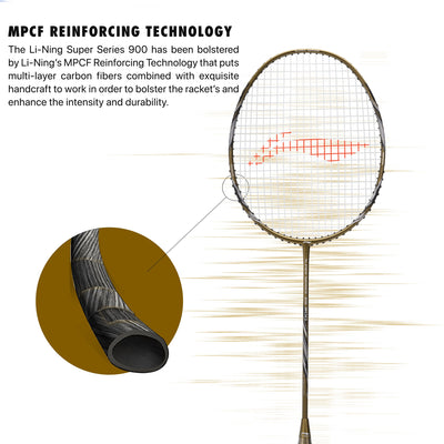 Li-Ning Super Series 900 Strung Badminton Racket (84 gms, Olive Gold/Grey, free cover) Strung Badminton Racquet (Multicolor)