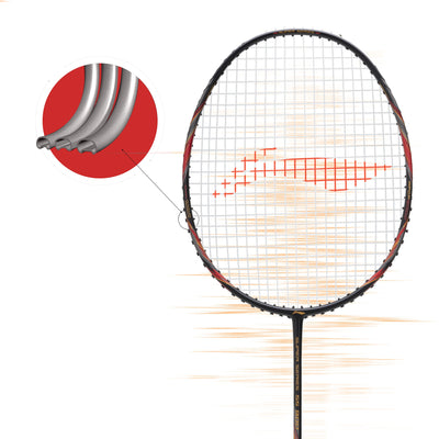 Li-Ning Super Series 900 Strung Badminton Racket (84 grams, Black/Red, free full cover) Strung Badminton Racquet (Black / Red)