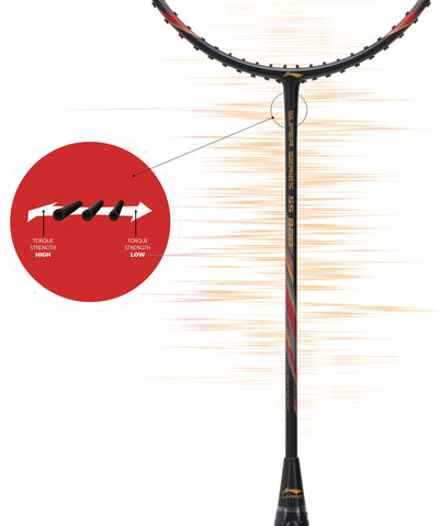 Li-Ning Super Series 900 Strung Badminton Racket (84 grams, Black/Red, free full cover) Strung Badminton Racquet (Black / Red)