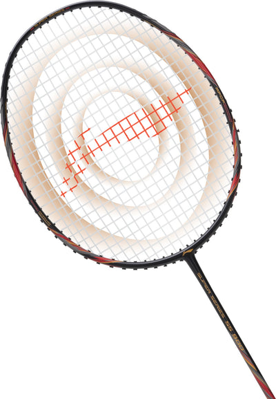 Li-Ning Super Series 900 Strung Badminton Racket (84 grams, Black/Red, free full cover) Strung Badminton Racquet (Black / Red)