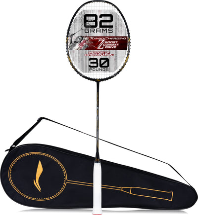 Li-Ning Turbo Charging Z Drive Carbon Strung Badminton Racquet (Black / Gold)
