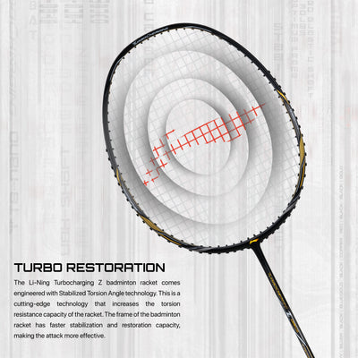 Li-Ning Turbo Charging Z Drive Carbon Strung Badminton Racquet (Black / Gold)