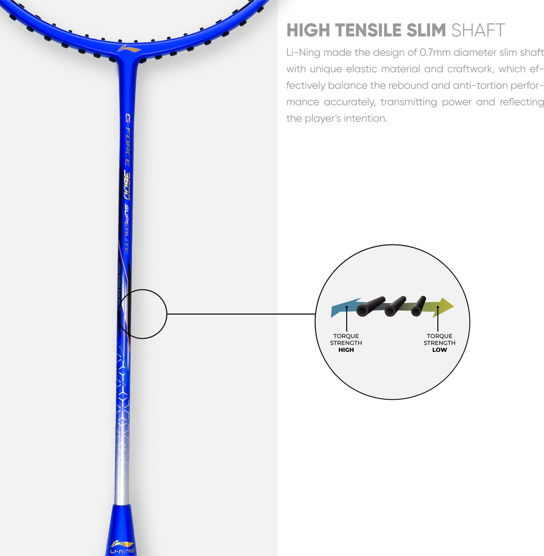 Li-Ning G-Force 3600 Superlite Unstrung Badminton Racquet (Blue / Yellow)