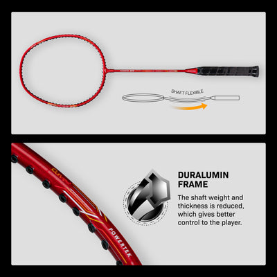 Hundred POWERTEK 200 Strung Badminton Racquet (Red)