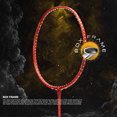 Hundred Atomic Air 77 Superlight Carbon Fiber Unstrung Badminton Racquet (Red / Gold)