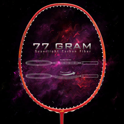 Hundred Atomic Air 77 Superlight Carbon Fiber Strung Badminton Racquet (Red / Gold)