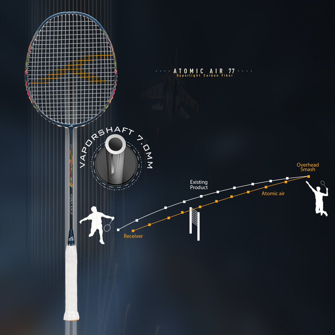 Hundred Atomic Air 77 Superlight Carbon Fiber Unstrung Badminton Racquet (Blue / Pink)