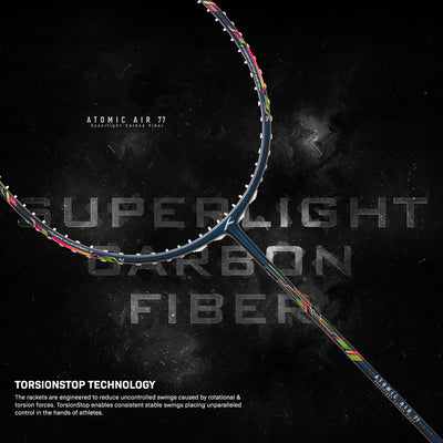 Hundred Atomic Air 77 Superlight Carbon Fiber Unstrung Badminton Racquet (Blue / Pink)