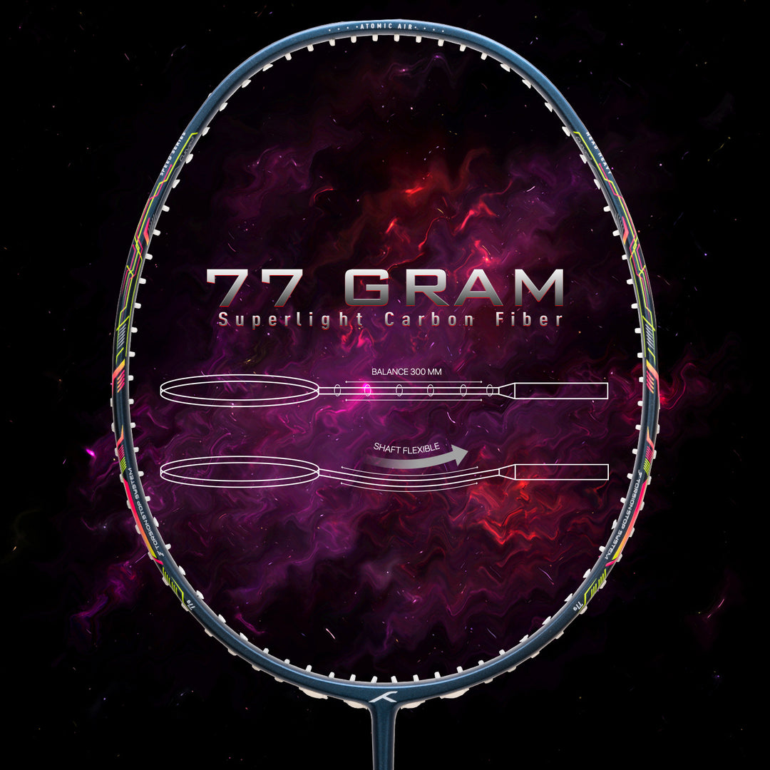 Hundred Atomic Air 77 Superlight Carbon Fiber Unstrung Badminton Racquet (Blue / Pink)